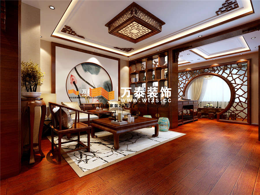 济南雅居园中式风格155平家庭装修设计案例