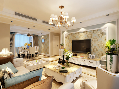 济南福景佳苑126平欧式风格家庭装修设计案例