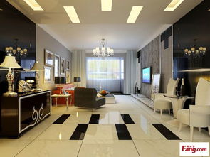 调艺术领地现代简约二居室装修效果图 90平米5万装修设计案例 济南房天下家居装修网